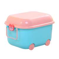 Plastic Collection Organizer wheels Tool Bin Case Clear Toy Kid Cartoon Storage Box